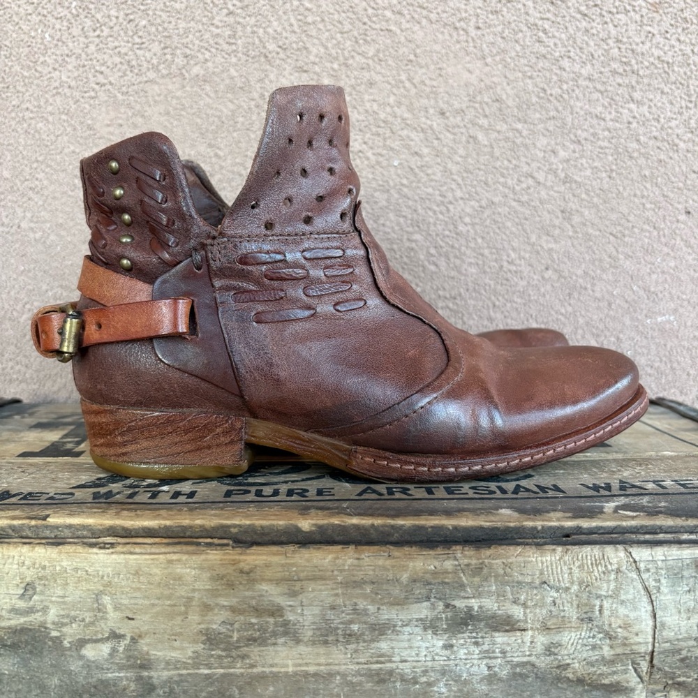 A.S.98 Distressed Leather Ankle Boot